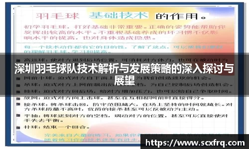 深圳羽毛球队技术解析与发展策略的深入探讨与展望